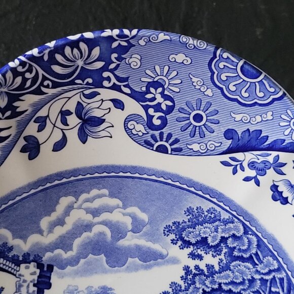 Spode Blue Italian Daisy Bowl 11.125" Scalloped Edge Blue and White Bowl - Picture 3 of 7